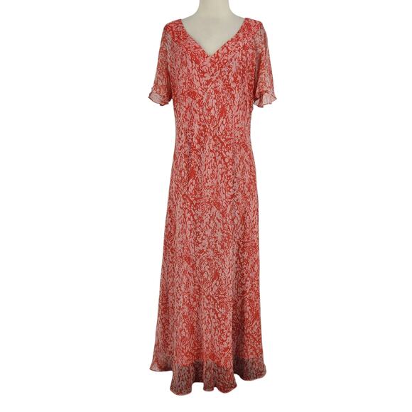 Coldwater Creek Dresses & Skirts - Vintage 90s Coldwater Creek 100% Silk Maxi Dress Pink Floral Print Size 12